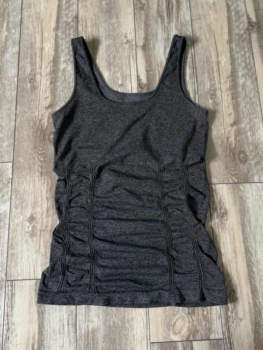 Women’s Charcoal Ruched Tank Top - Classic Scoop Neck